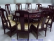 二手四君子紅花梨木貝殼鑲嵌餐桌椅 圓餐桌可加大 1桌12椅+餐櫃