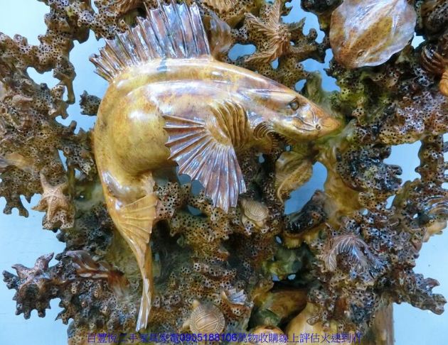 二手木雕二手黃金樟160公分海底世界古董雕刻藝品 家居擺件 2