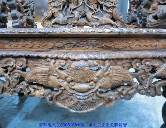 二手古董老件 檀木木沙發10件組 木雕龍椅 多人接待沙發 3