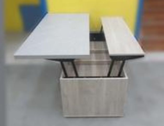 庫存新品出清 灰橡色120公分四門兩抽多功能升降茶几 含腳椅 4