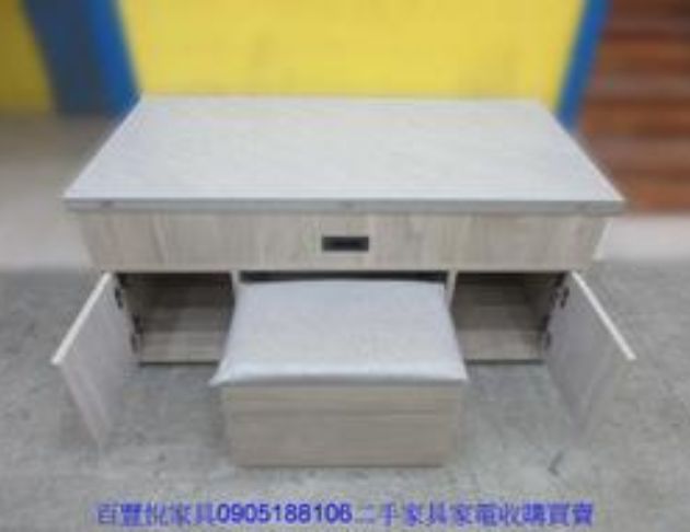 庫存新品出清 灰橡色120公分四門兩抽多功能升降茶几 含腳椅 3