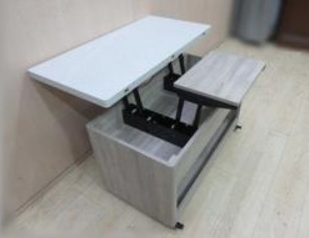 庫存新品出清 灰橡色101公分兩門可移動客廳桌 多功能升降茶几 4