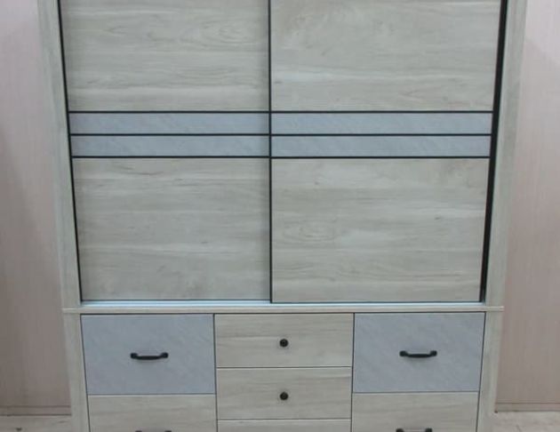 庫存新品出清 灰橡木色151公分北歐風兩門六抽衣櫃 5尺衣櫃