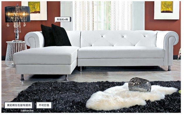 全新古典純白鉚釘風L型透氣皮沙發 客廳沙發 辦公會客休閒沙發 2