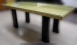 二手金色皮面仿鱷魚皮紋餐桌附玻璃 190公分大桌子 洽談桌 接待桌