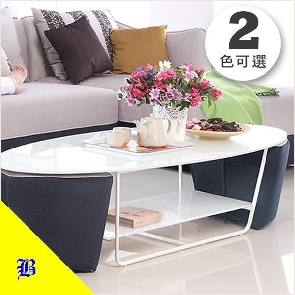 全新簡約風強化玻璃橢圓茶几2椅凳 客廳置物桌 沙發矮桌和室桌 1