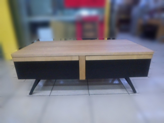 全新原木色鐵腳四尺大茶几 客廳桌 沙發桌 矮桌 置物收納桌 1