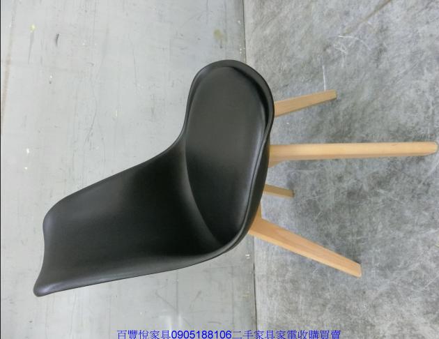 二手 餐椅 黑色木腳皮面餐椅 營業用椅 中古餐椅 咖啡廳椅 3