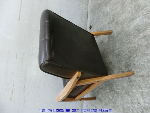 二手 沙發 65公分咖啡色木腳沙發 營業用沙發 咖啡廳沙發 皮質沙發 房間椅 4