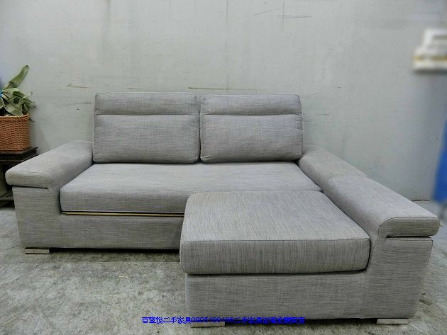 二手 沙發 灰色布面小L型移動式腳蹬沙發 客廳沙發 茶几沙發 1
