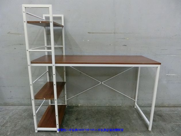 二手 書桌 木紋鐵架121公分書架書桌組 工業風書桌 套房書桌 1
