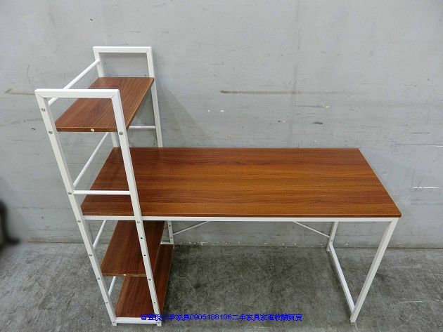 二手 書桌 木紋鐵架121公分書架書桌組 工業風書桌 套房書桌 2