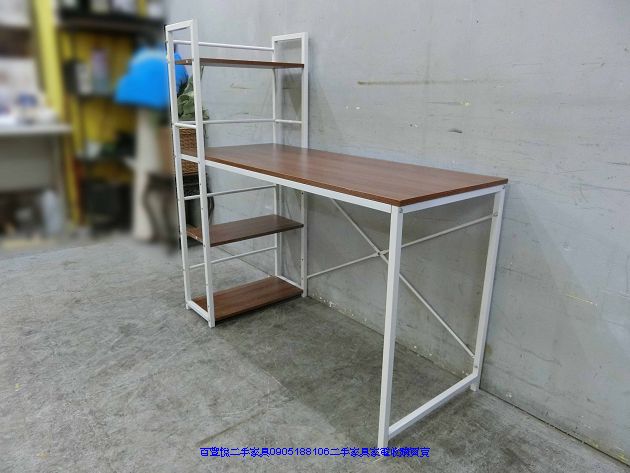 二手 書桌 木紋鐵架121公分書架書桌組 工業風書桌 套房書桌 4