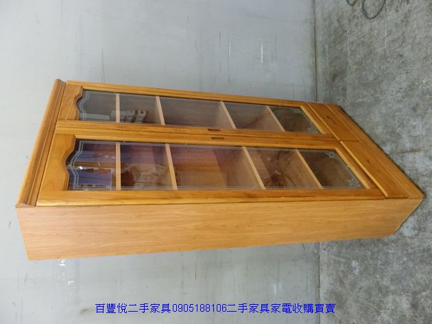 二手 書櫃 松木色91公分玻璃下兩抽書櫃 中古書櫥 展示書櫃 玻璃書櫥 3