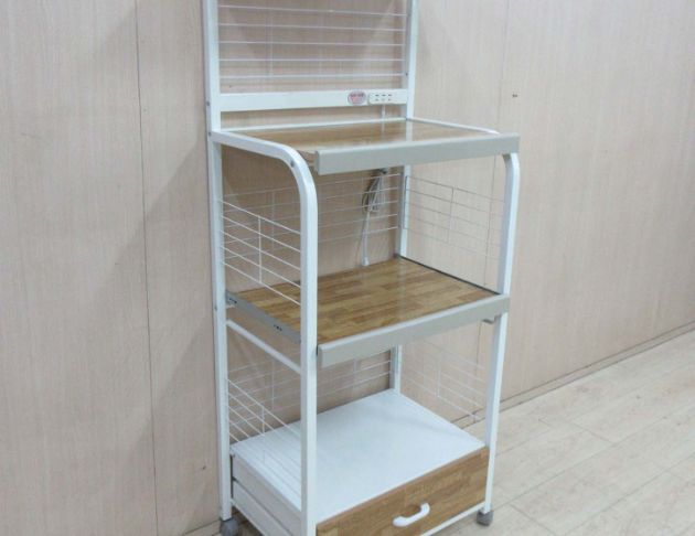 二手餐廚櫃 木紋白64公分兩抽電器架 餐櫃 收納架 置物架  5