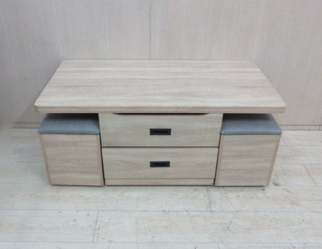 二手茶几 梧桐色121公分兩抽升降茶几 沙發桌 一桌四椅 桌子