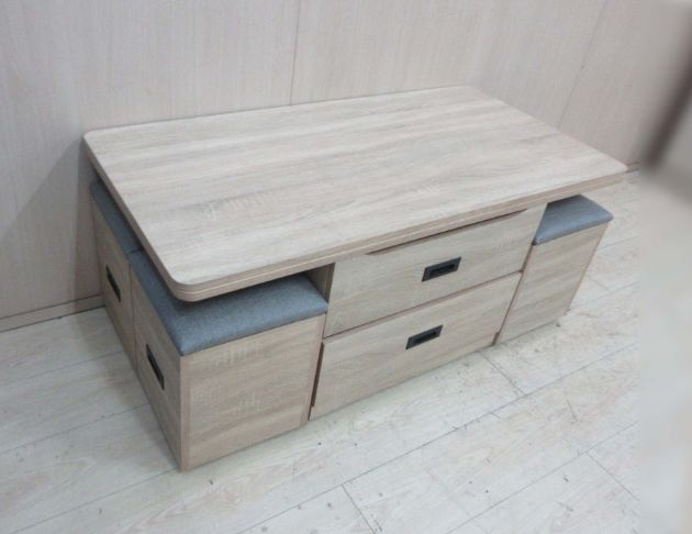 二手茶几 梧桐色121公分兩抽升降茶几 沙發桌 一桌四椅 桌子 3