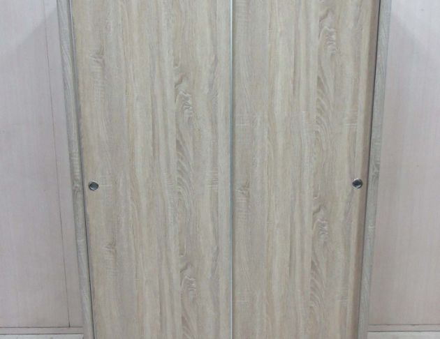 二手衣櫥 梧桐色117公分兩門一抽衣櫃 衣物收納 4尺滑門衣櫃