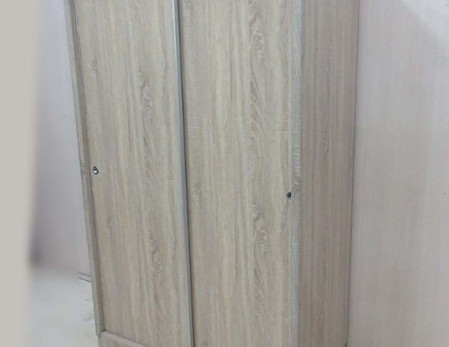 二手衣櫥 梧桐色117公分兩門一抽衣櫃 衣物收納 4尺滑門衣櫃 5