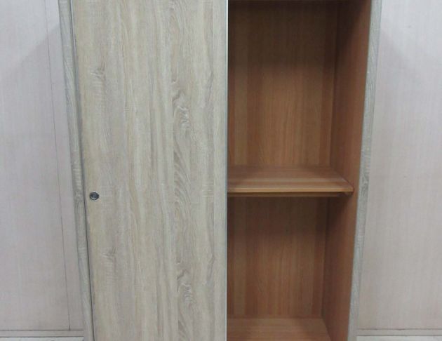 二手衣櫥 梧桐色117公分兩門一抽衣櫃 衣物收納 4尺滑門衣櫃 3