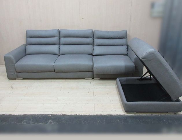 二手沙發 灰色278公分貓抓皮三人沙發 L型沙發 客廳休閒沙發 2