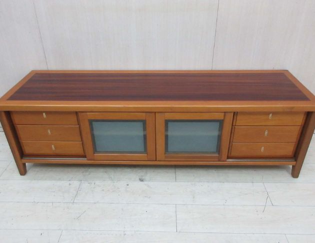 二手電視櫃 柚木色189公分兩門四抽櫃TV櫃 客廳實木收納長櫃