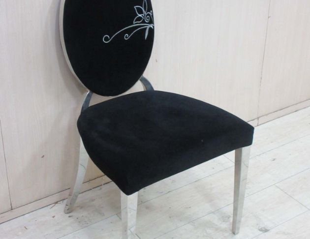 二手餐桌椅 黑色50公分鐵腳絨布餐椅 歐式靠背椅 椅子 洽談椅 3