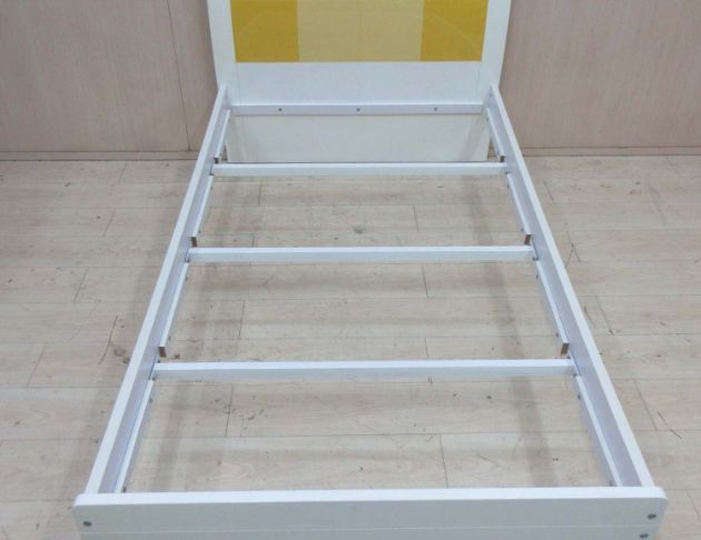 二手床架 黃白色114公分烤漆床組 3.5尺單人床架 兒童床架 2