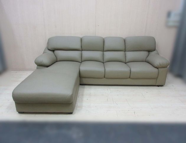 二手沙發 淺咖色340公分四人座L型皮沙發 客廳沙發 休閒沙發