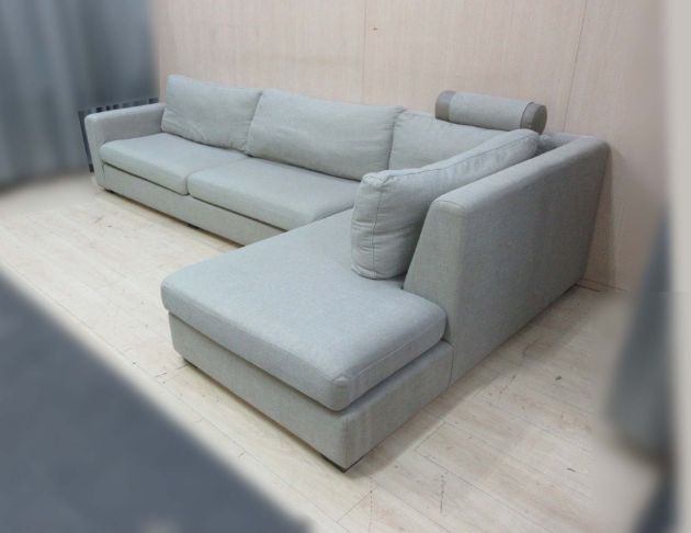 二手沙發 灰色340公分三人L型布沙發 客廳沙發 休閒沙發椅 4