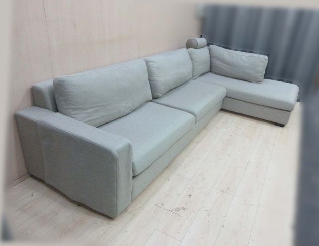 二手沙發 灰色340公分三人L型布沙發 客廳沙發 休閒沙發椅 3