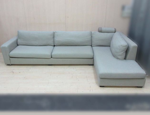 二手沙發 灰色340公分三人L型布沙發 客廳沙發 休閒沙發椅 2