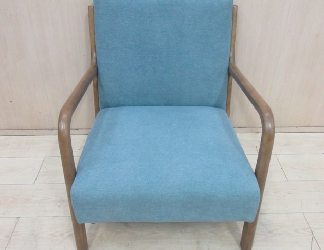 二手沙發 藍色66公分單人沙發 木椅 休閒椅 布面椅 後位椅