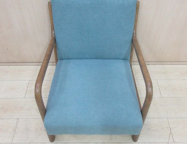 二手沙發 藍色66公分單人沙發 木椅 休閒椅 布面椅 後位椅 2