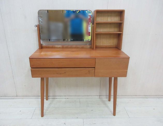 二手化妝台 柚木色100公分三抽梳妝桌 化妝桌 鏡台 梳妝台 