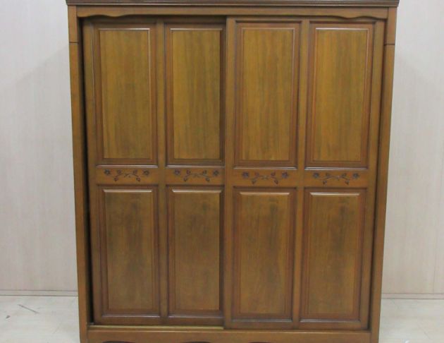 二手衣櫥 樟木色181公分鄉村風兩門五抽衣櫃 6尺實木衣櫃