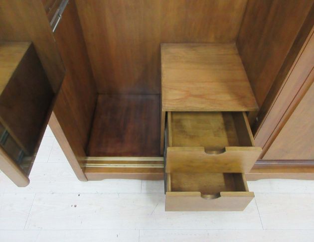 二手衣櫥 樟木色181公分鄉村風兩門五抽衣櫃 6尺實木衣櫃 3