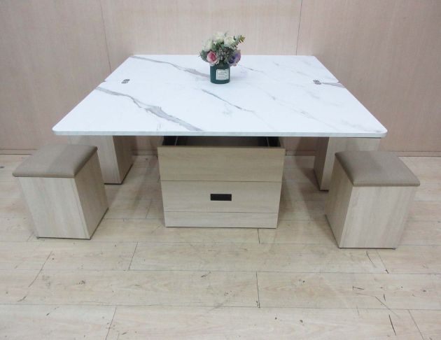 庫存新品出清 北歐風119公分多功能沙發桌 升降茶几 一桌四椅 4