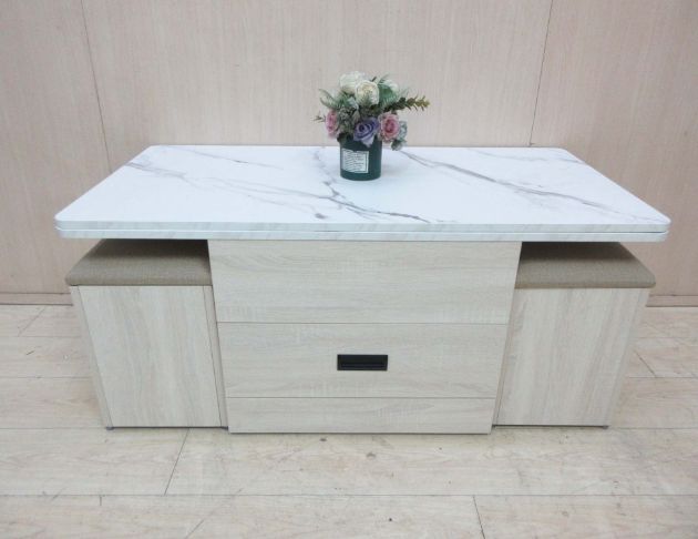 庫存新品出清 北歐風119公分多功能沙發桌 升降茶几 一桌四椅