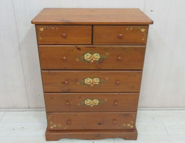 二手斗櫃 柚木色90公分鄉村風六抽置物櫃 六斗櫃 抽屜櫃 櫥櫃