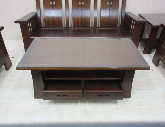 二手沙發 全實木1+2+3+大小茶几沙發椅組 客廳接待沙發椅 5