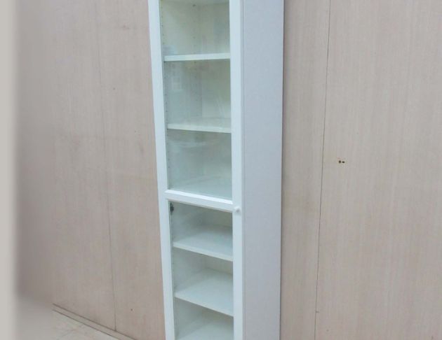 二手書櫥 白色40公分一門落地玻璃書櫃 展示櫃 置物櫃 收納櫃  4