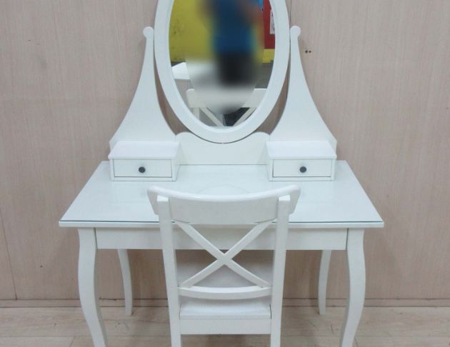 二手化妝台 白色100公分歐式三抽梳妝桌 鏡台 化妝桌 梳妝台 
