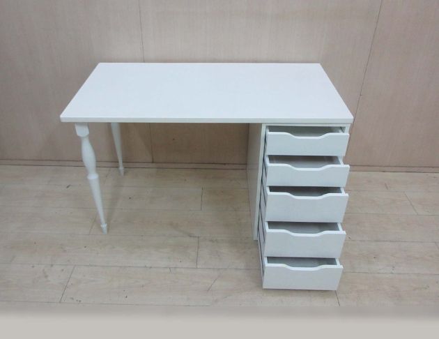 二手書桌 白色120公分五抽寫字桌 辦公桌 電腦桌 工作桌 2