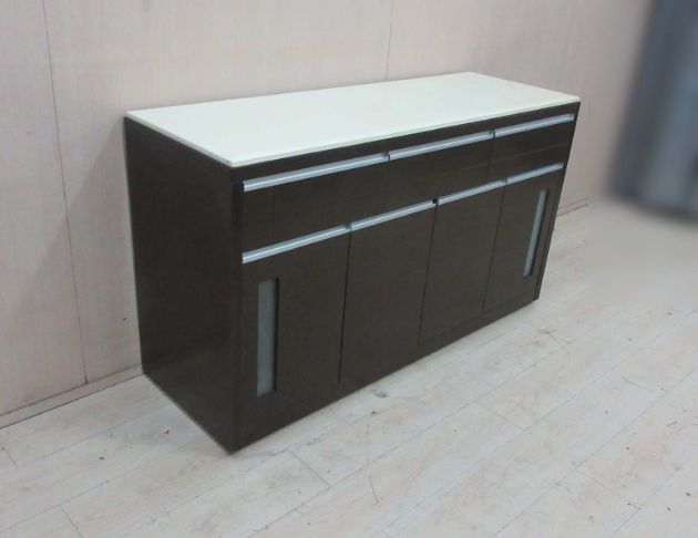 二手餐櫥櫃 胡桃色151公分仿石四門四抽餐櫃 電器櫃 碗盤收納  4