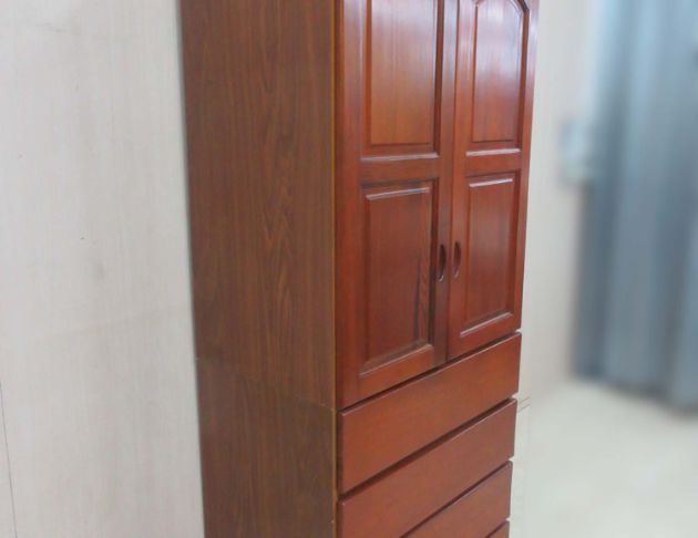 二手衣櫥 樟木色90公分兩門三抽衣櫃 單人衣櫃 套房衣櫃 3