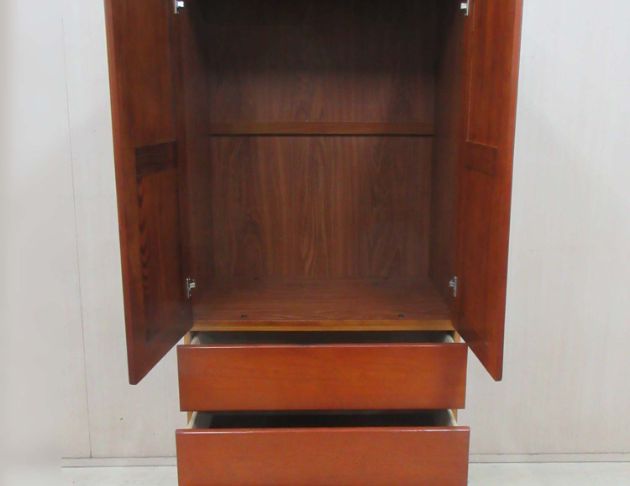 二手衣櫥 樟木色90公分兩門三抽衣櫃 單人衣櫃 套房衣櫃 2