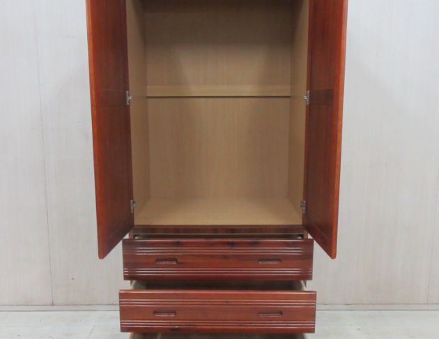 二手衣櫥 樟木色90公分兩門三抽衣櫃 單人衣櫃 套房衣櫃 2