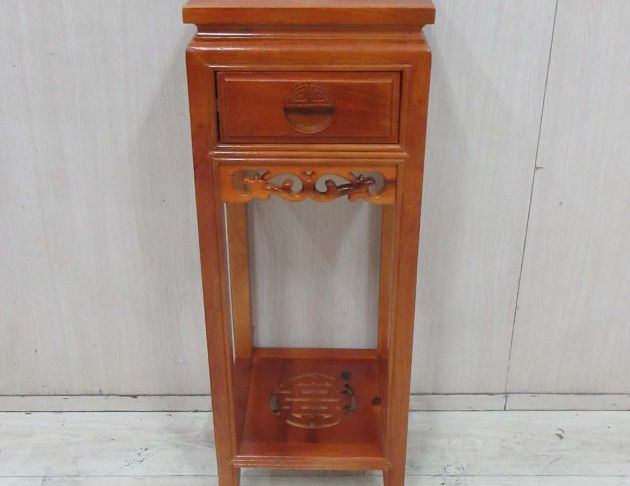 庫存新品出清 柚木色31公分一抽仿古花架 置物架 高腳桌 邊桌