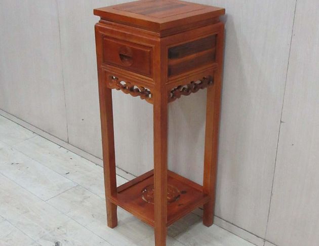 庫存新品出清 柚木色31公分一抽仿古花架 置物架 高腳桌 邊桌 5